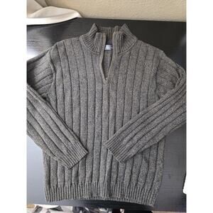 Oscar De La Renta Mock Neck 3/4 Zip Yellow Black Marled Size Mens XL 44
